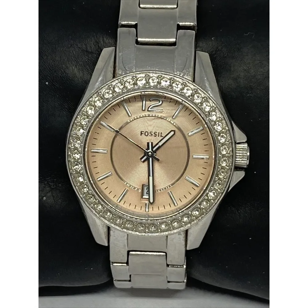 Fossil ES3378 Women's Silver Stainless Steel Gold Analog Dial Quartz Watch CM636
